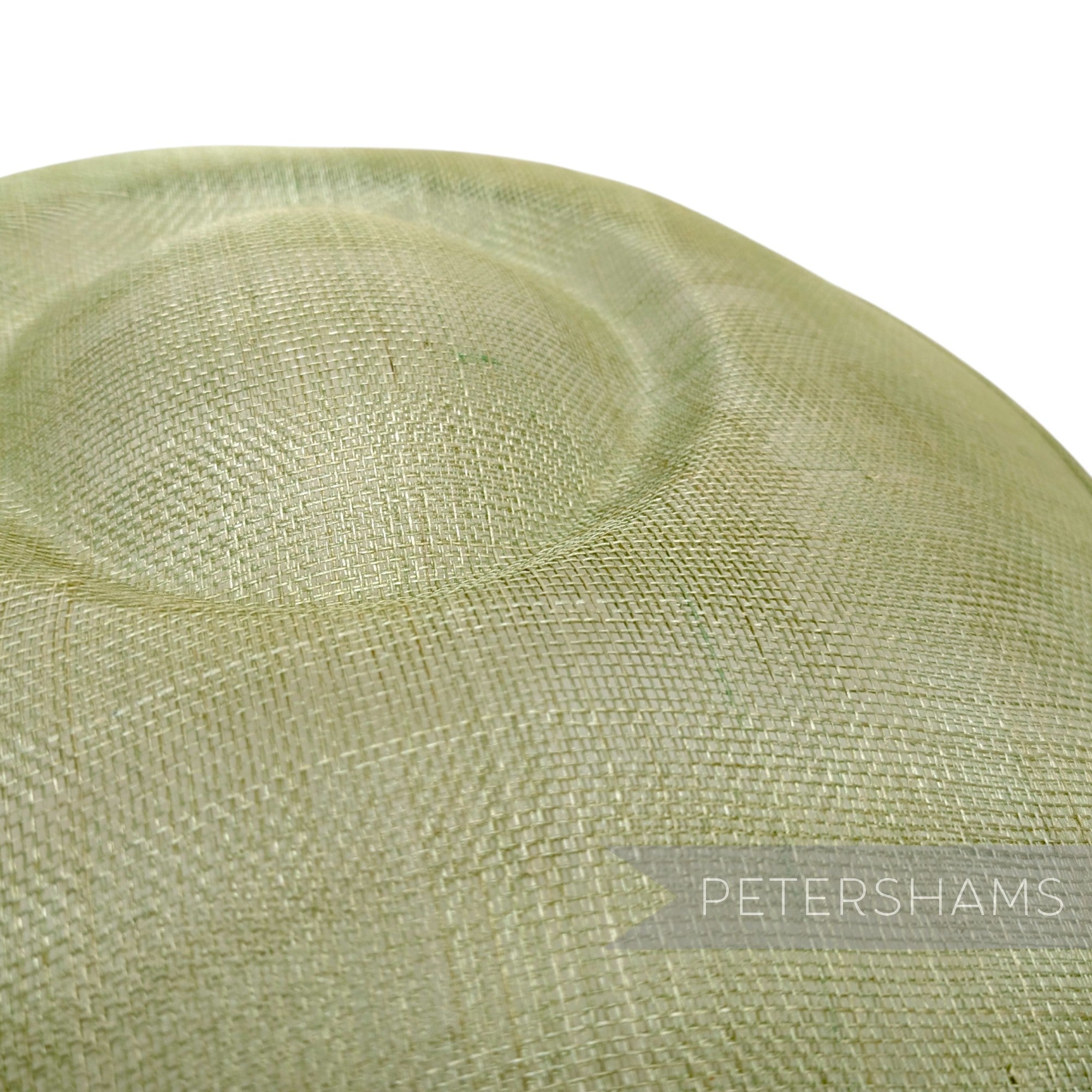Petershams Millinery Supplies Charlotte extra large sage green sinamay saucer fascinator hat base with domed crown