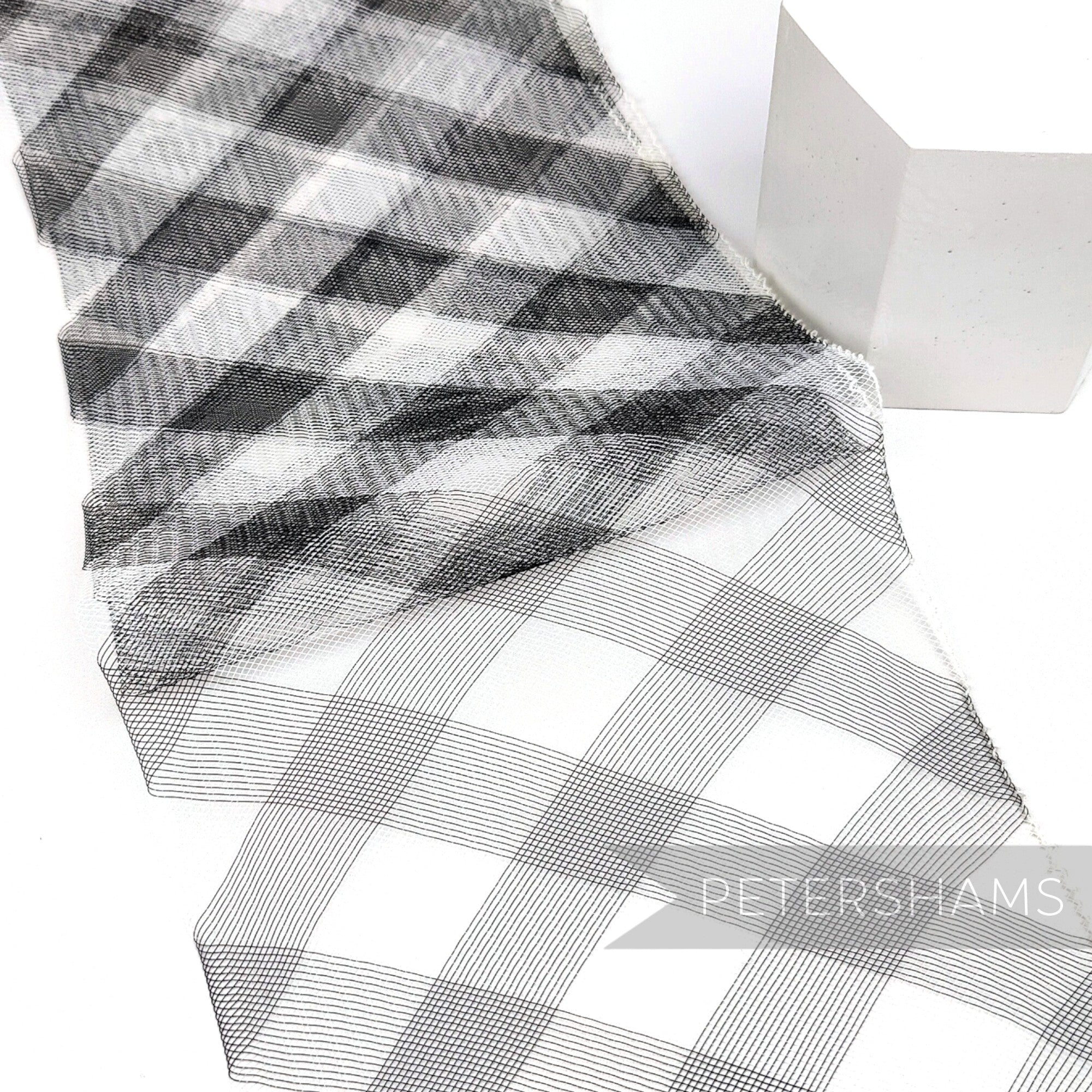 Petershams Millinery Supplies black and white checker pattern crinoline horsehair braid trim for fascinators