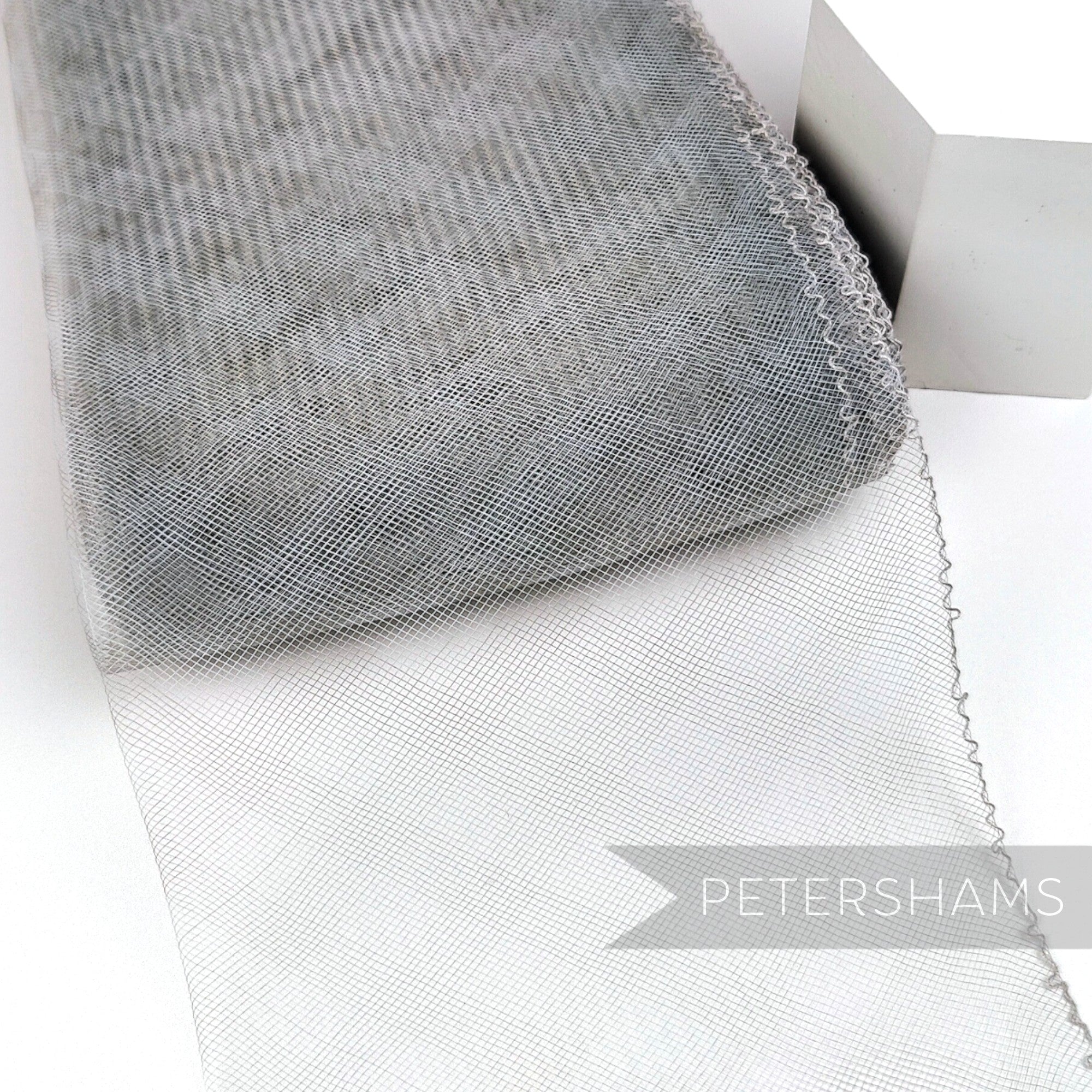 Petershams Millinery Supplies 15cm wide pale grey checker pattern crinoline horsehair braid for fascinator making