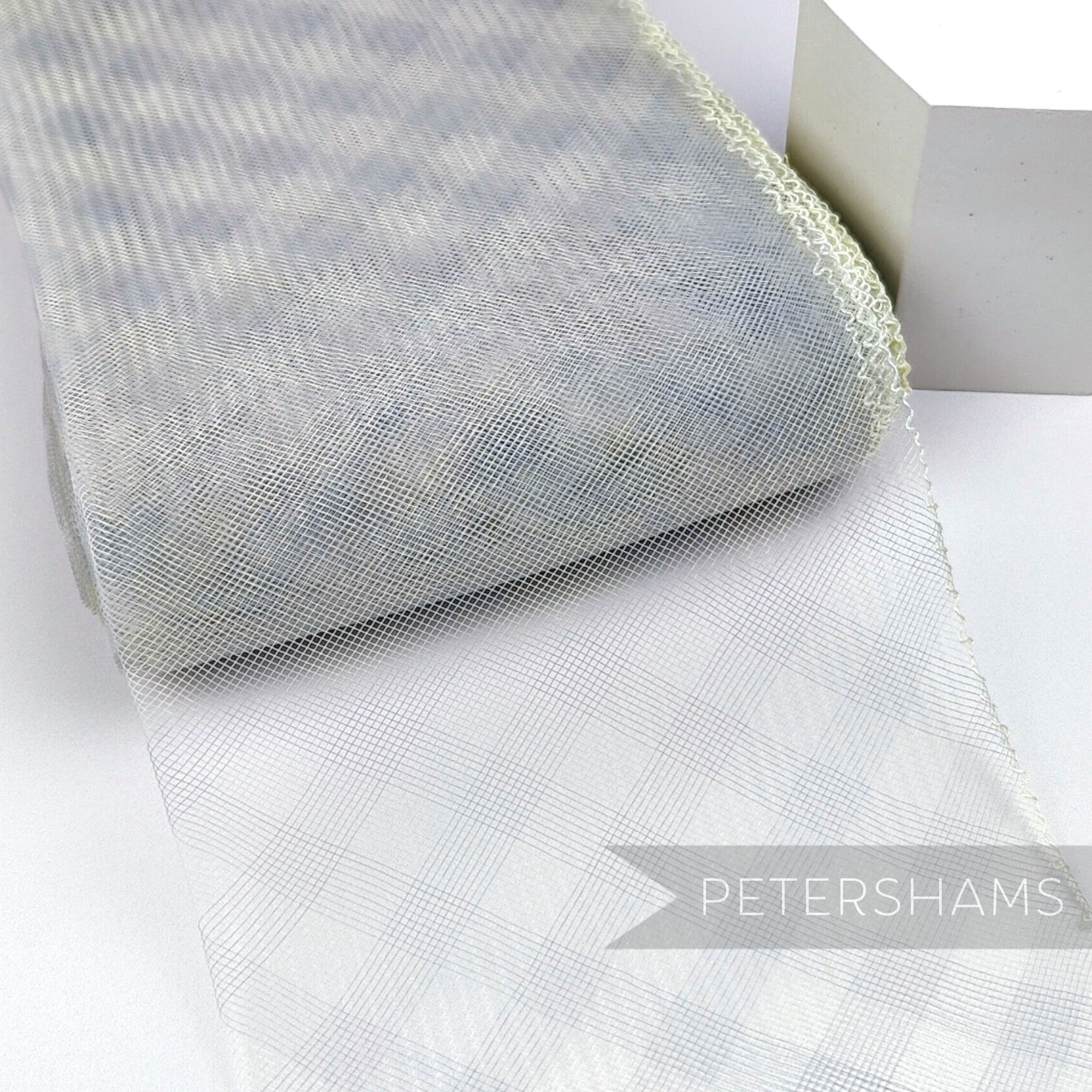 Petershams Millinery Supplies 15cm wide pale grey crinoline with a subtle checker pattern for fascinator making