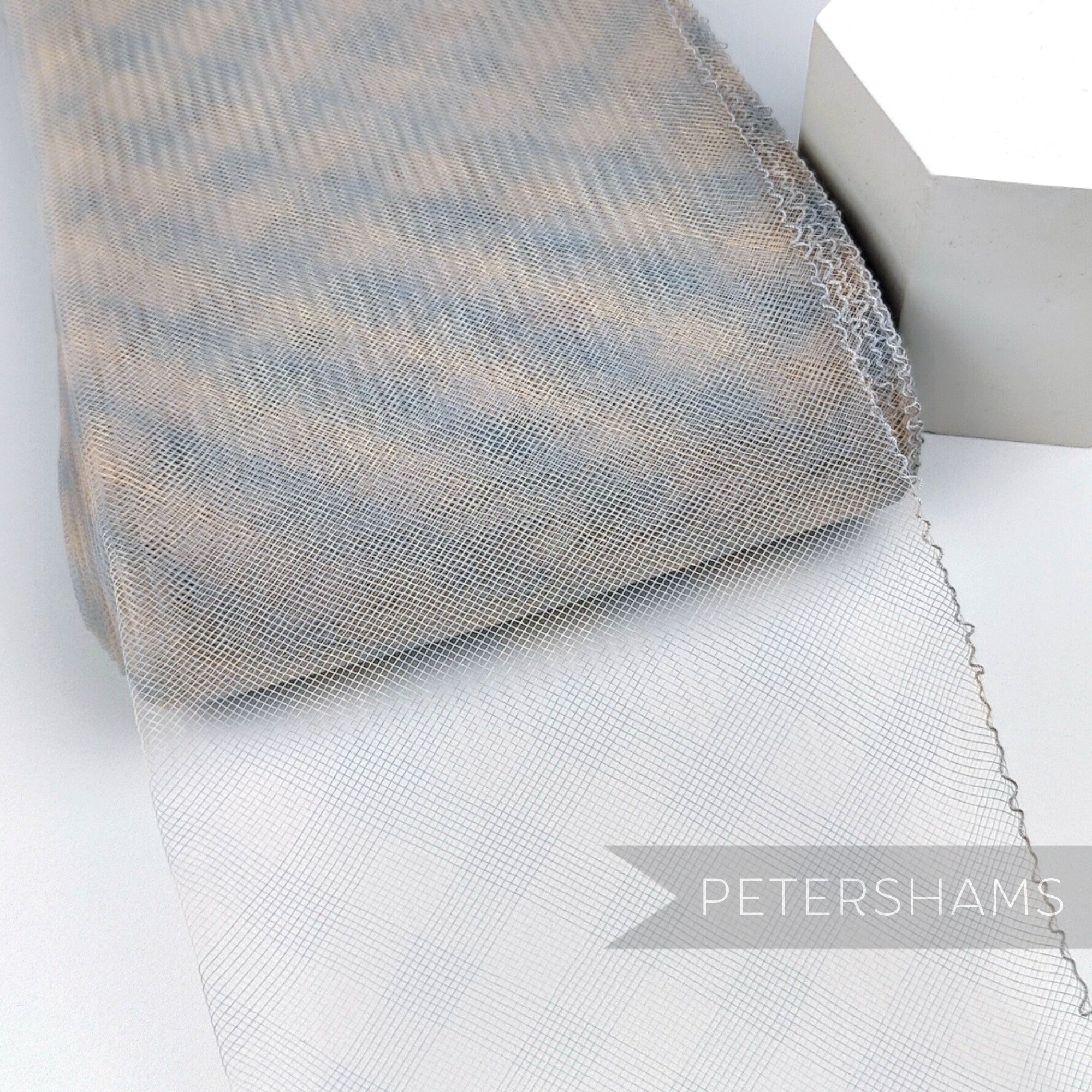 Petershams Millinery Supplies 15cm wide grey and beige checker pattern crinoline horsehair braid for fascinators
