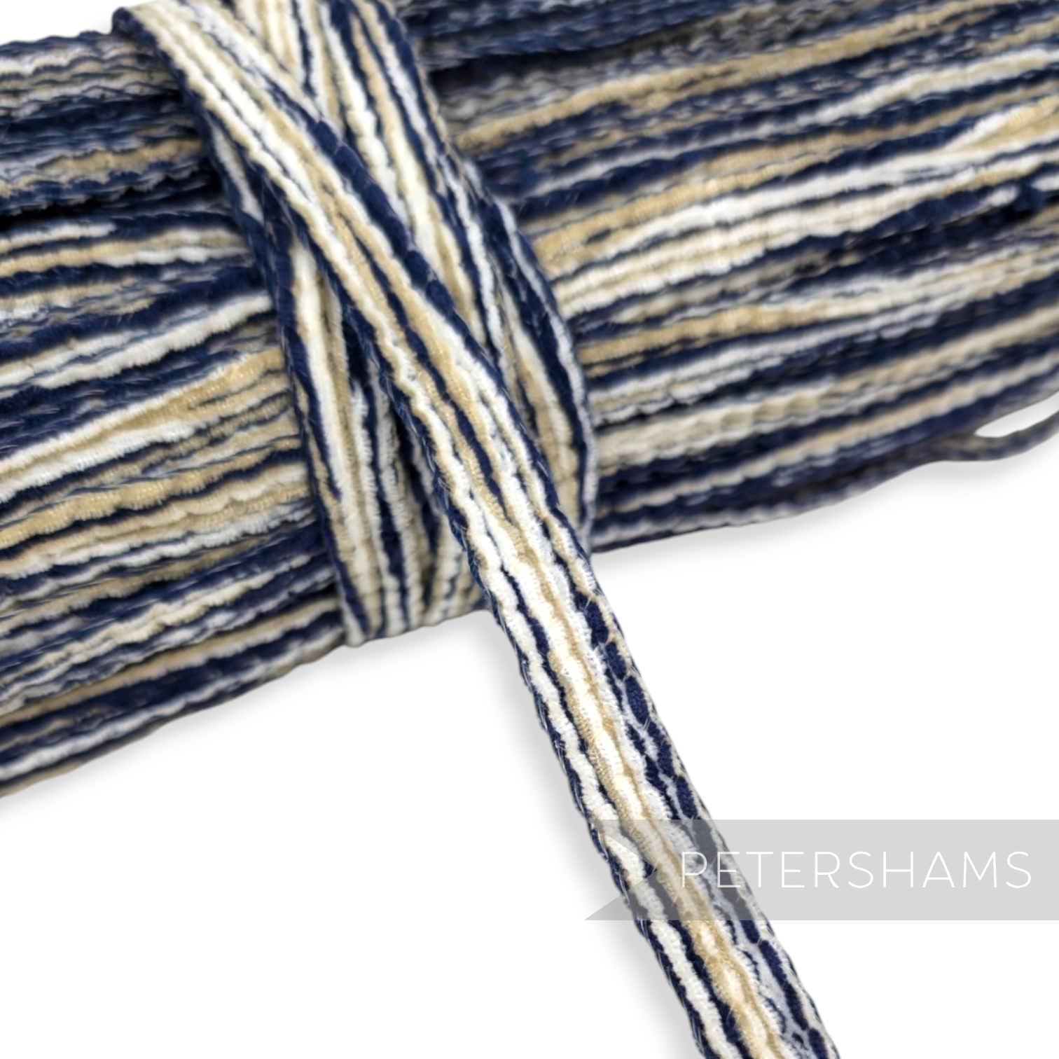 Petershams Millinery Supplies 15mm denim blue chenille threaded crin braid trim for hat making