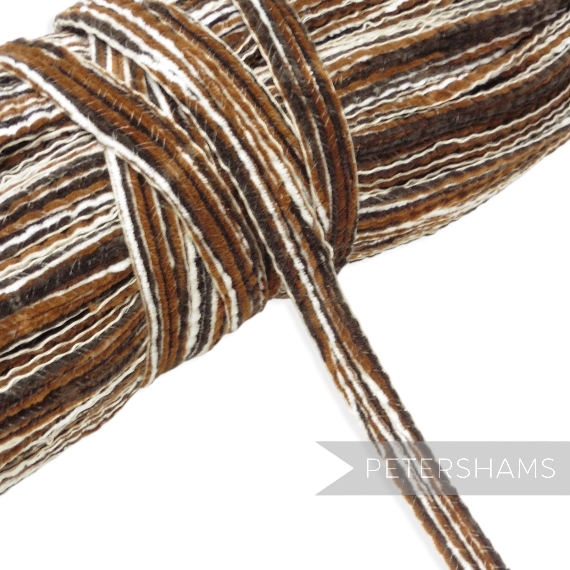 Petershams Millinery Supplies 15mm brown and white chenille threaded crin braid trim for hat making