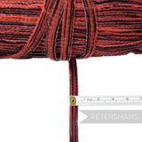 Petershams Millinery Supplies 15mm red and black striped chenille crin braid trim on a roll with measuring tape