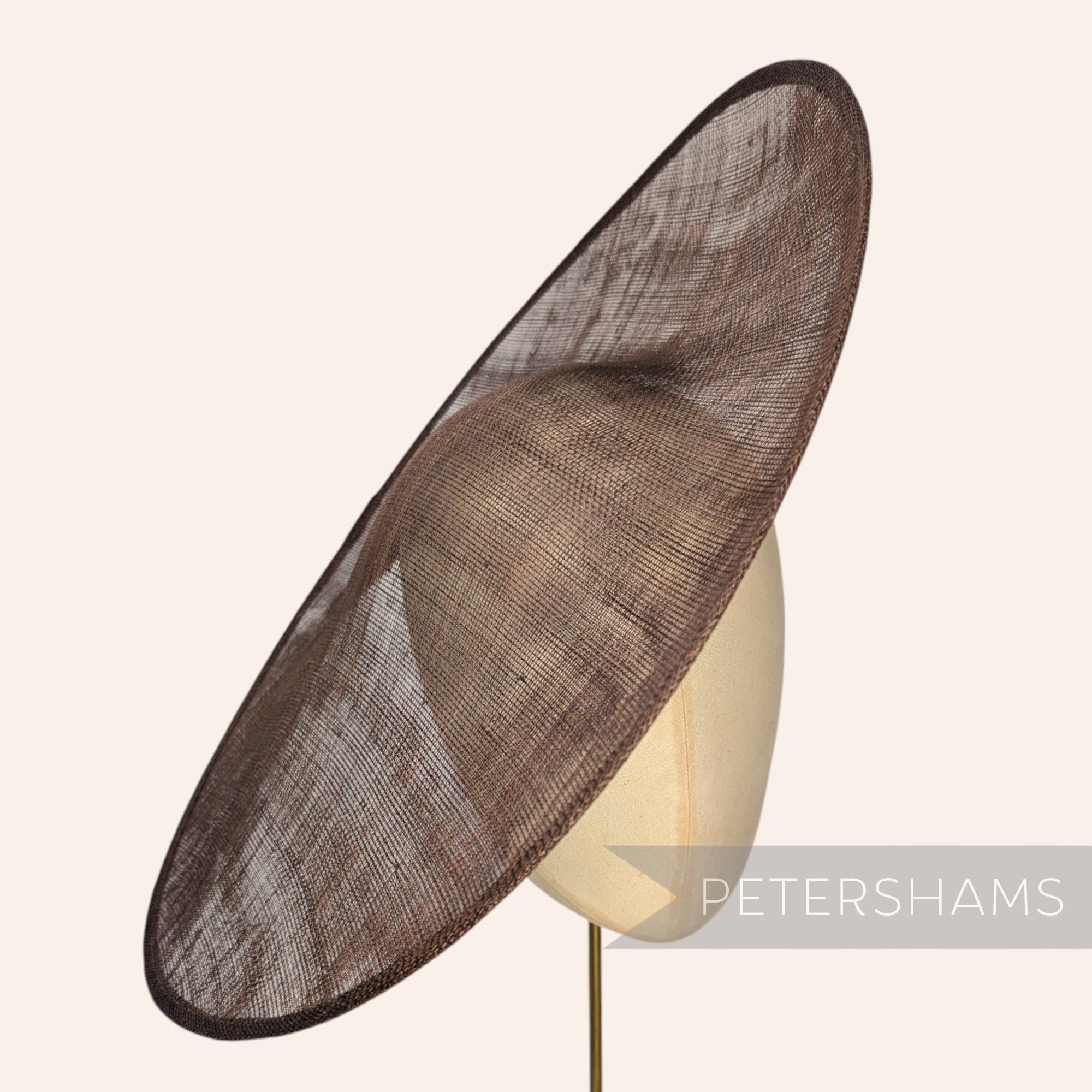 Petershams Millinery Supplies Catherine XL chocolate brown sloped sinamay fascinator hat base
