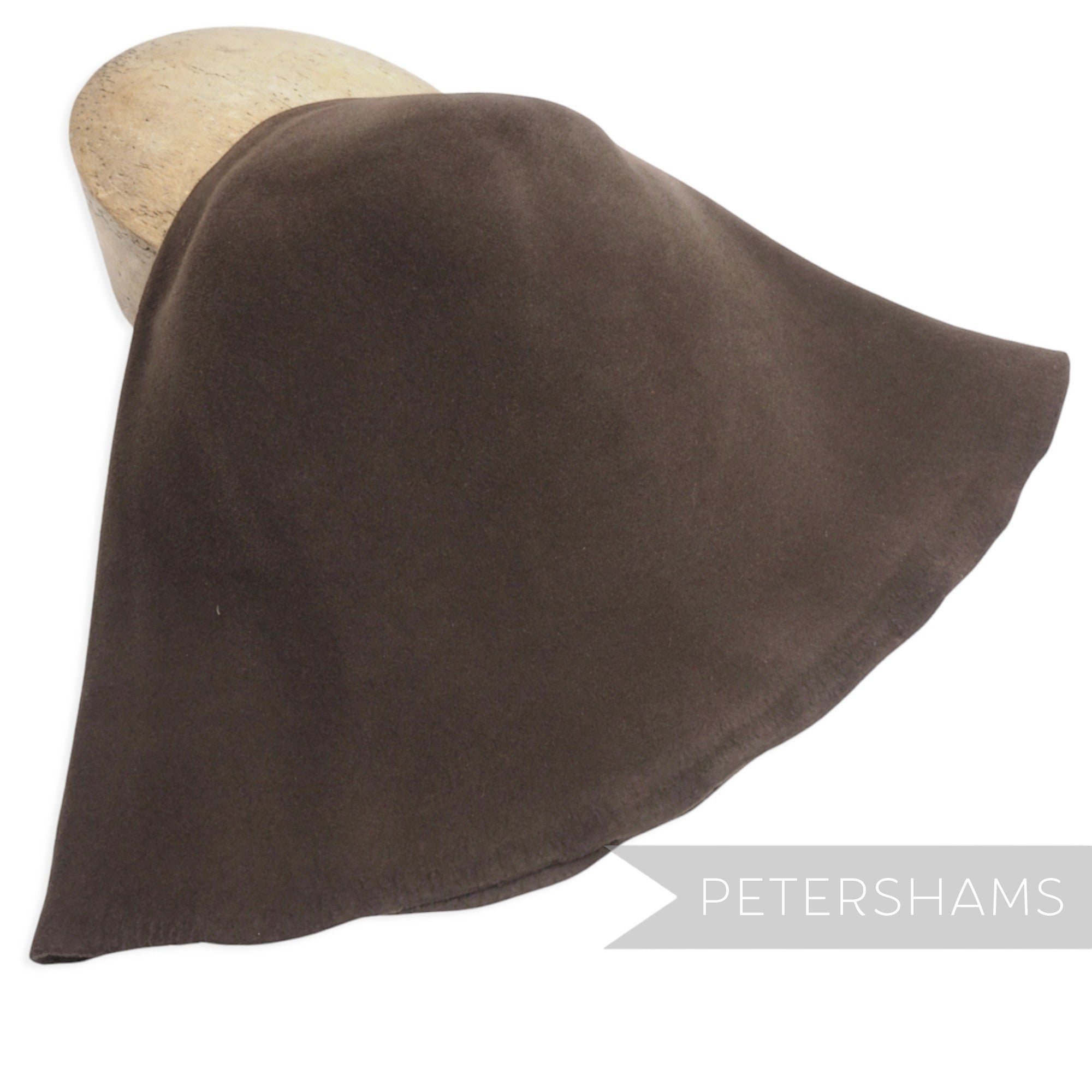 Petershams Millinery Supplies extra large dark chocolate brown wool felt cone hat body for millinery and hat making projects.