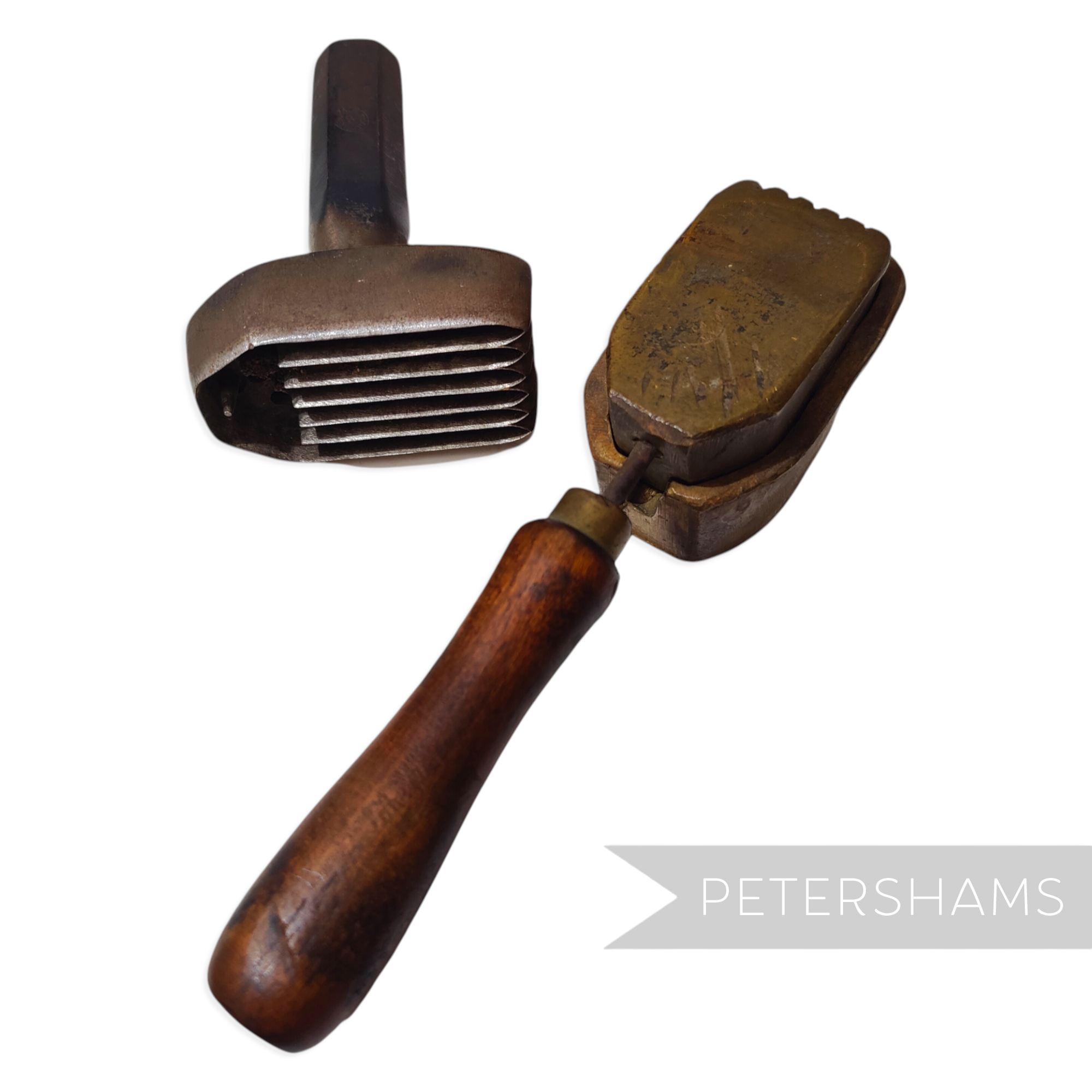 Petershams Millinery Supplies antique brass chrysanthemum petal flower mould and metal cutter tool for millinery