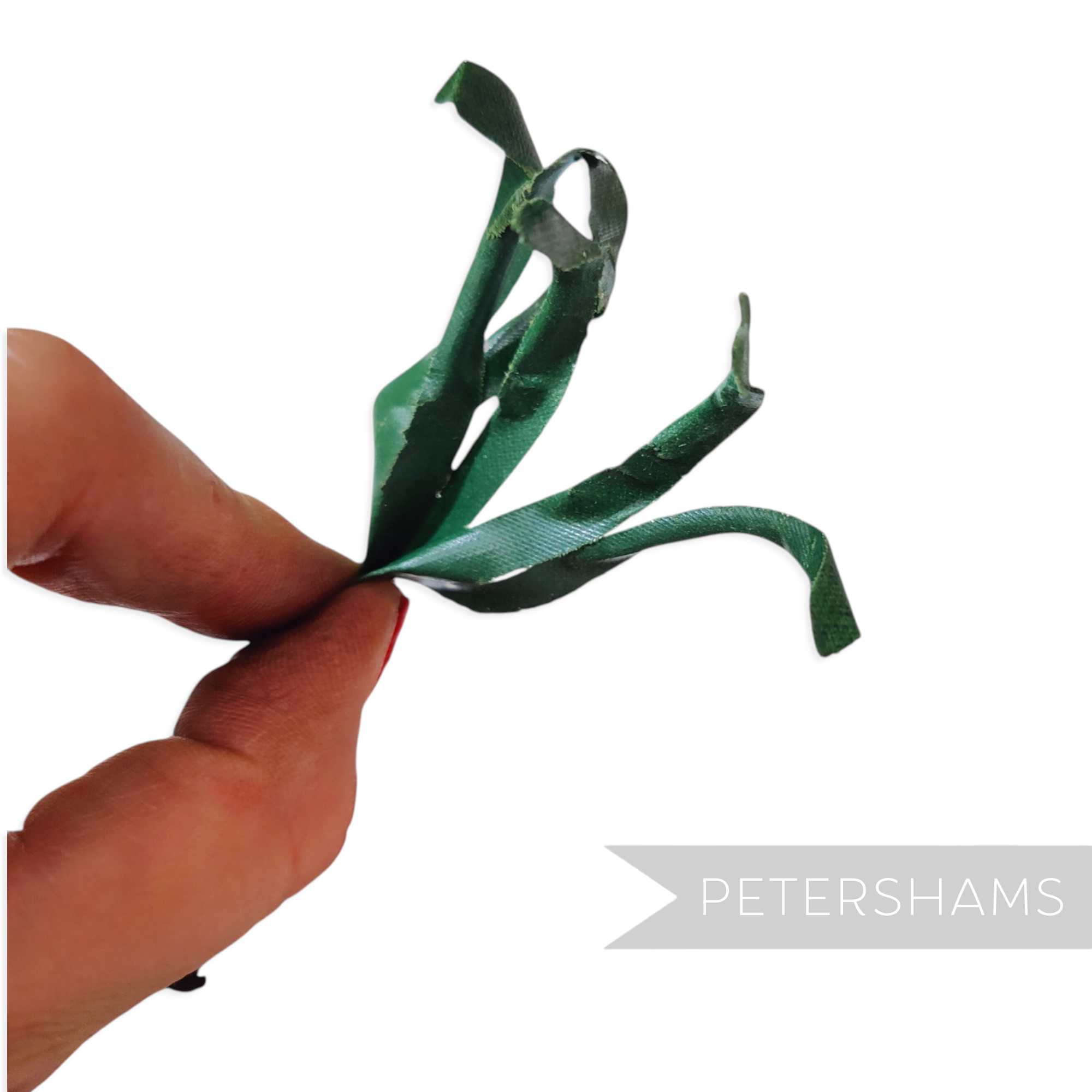 Petershams Millinery Supplies antique green fabric chrysanthemum petal created with a vintage flower mould tool