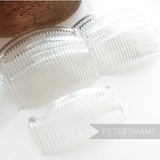Petershams Millinery Supplies clear plastic hair combs, 9.5cm wide, ideal for hat making and fascinators.