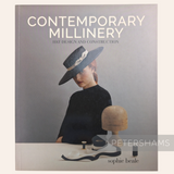 Petershams Millinery Supplies Contemporary Millinery book cover featuring a model in a black hat and millinery tools