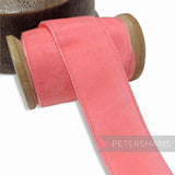 Petershams Millinery Supplies 38mm wide vintage coral pink velvet ribbon on a wooden spool
