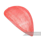 Petershams Millinery Supplies coral teardrop shaped sinamay hat base with wired edges for custom millinery designs