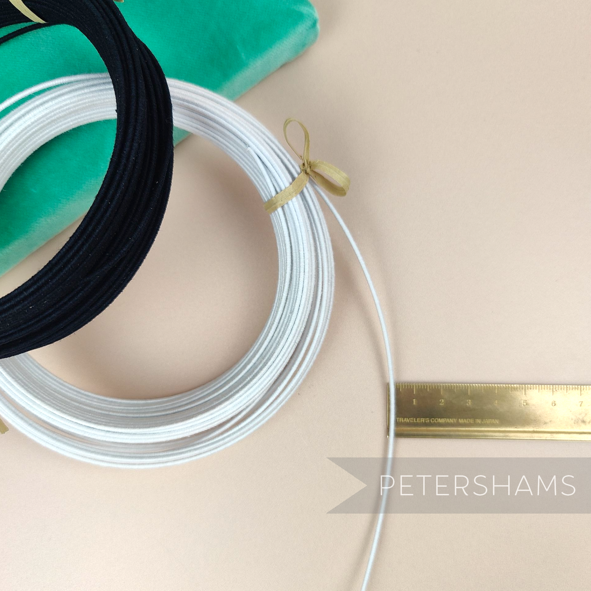 Petershams Millinery Supplies 1.2mm French cotton covered millinery wire in black and white coils