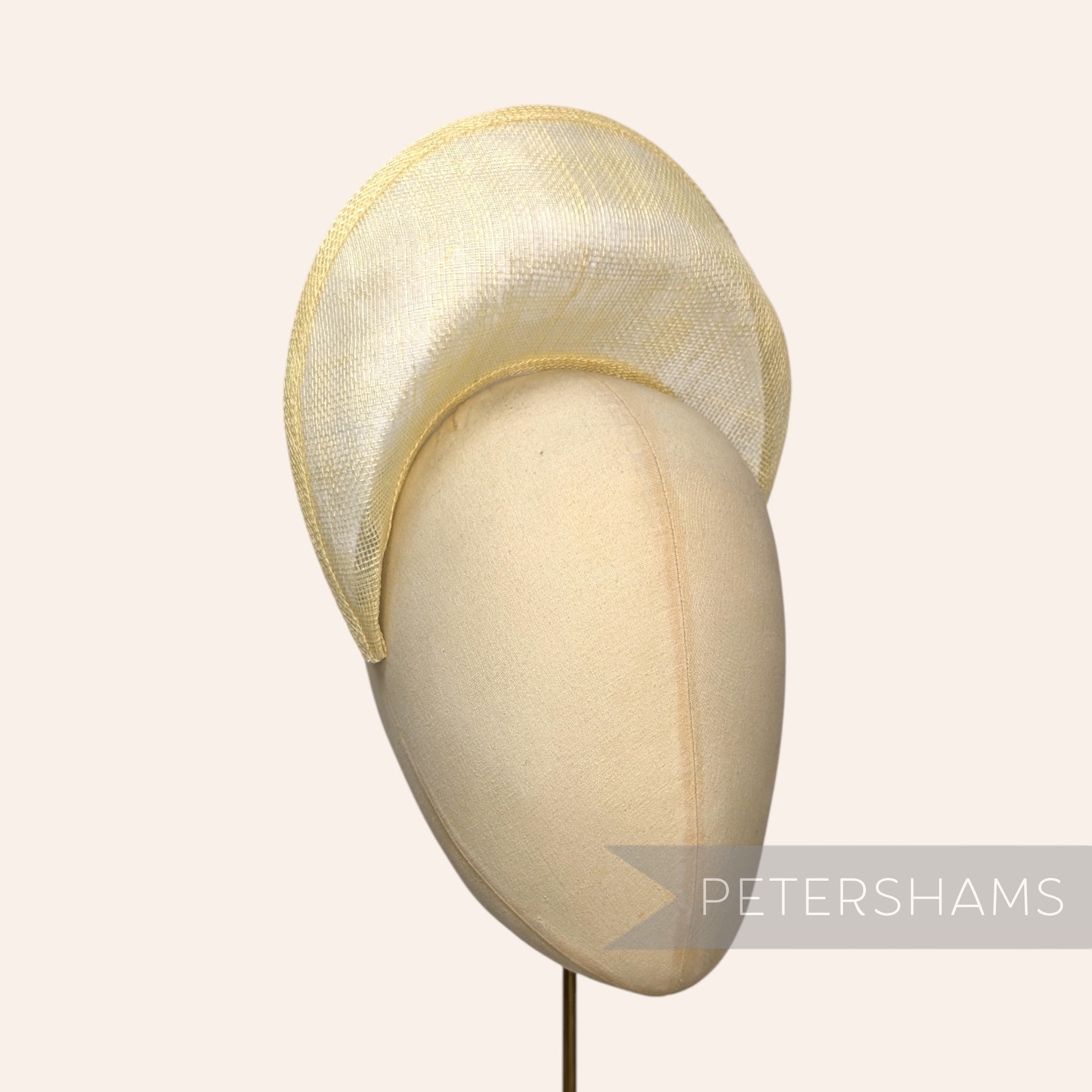 Petershams Millinery Supplies butter yellow sinamay halo crown fascinator hat base
