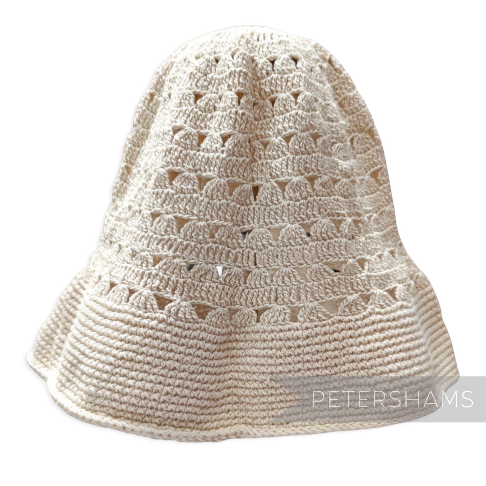Petershams Millinery Supplies vintage natural cotton crochet mini flare hat body with open patterned crown