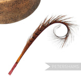Petershams Millinery Supplies curled and burnt pheasant feather hat mount with wispy mauve pink