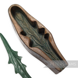 Petershams Millinery Supplies antique brass dandelion leaf flower mould and green metal leaf cutter tool