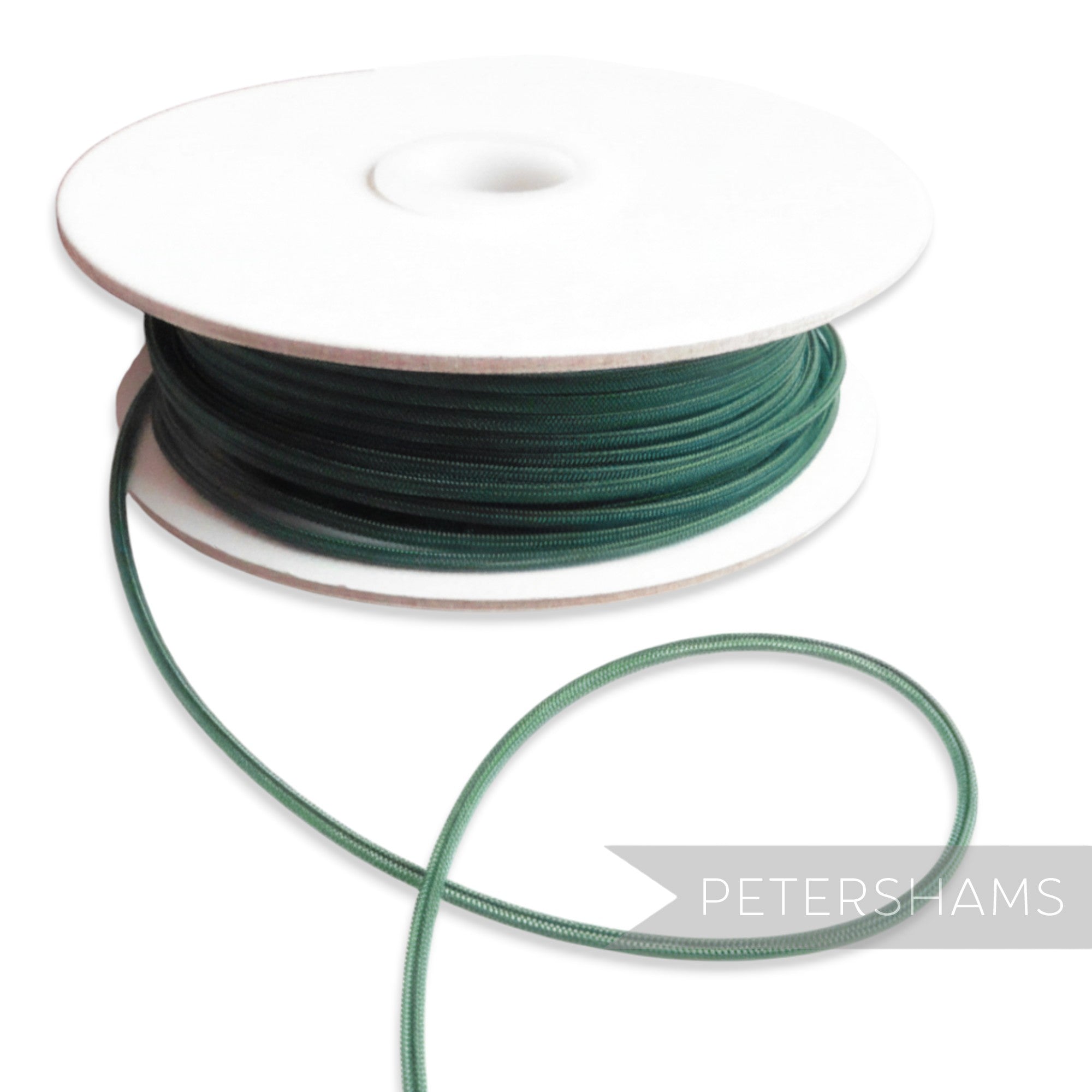 Petershams Millinery Supplies dark teal 2.5mm tubular crinoline with a central thread for gathering.