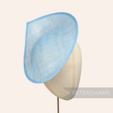 Petershams Millinery Supplies Diana light blue sinamay fascinator hat base with a pointed scallop edge