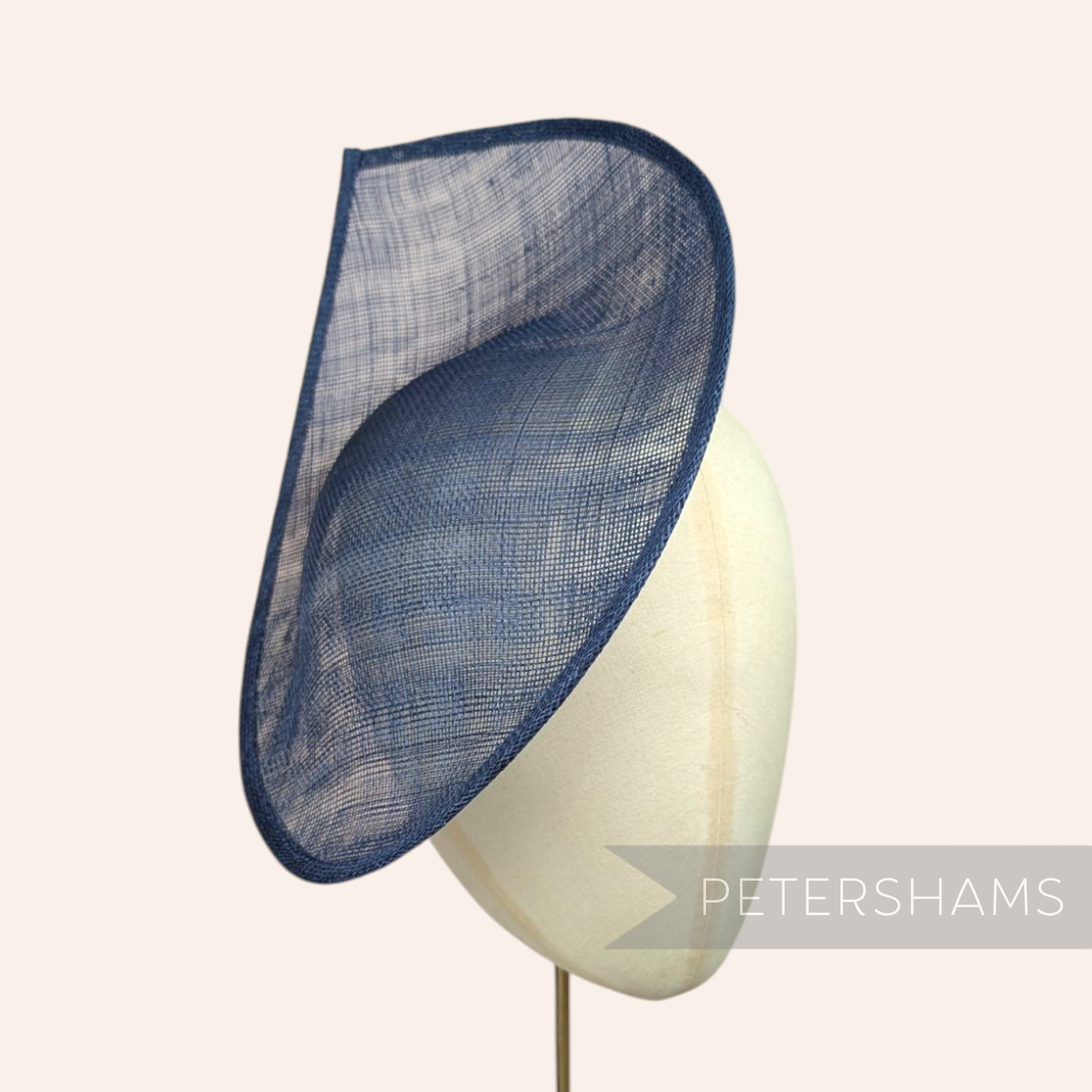 Petershams Millinery Supplies Diana french navy blue sinamay fascinator hat base with a pointed scallop edge