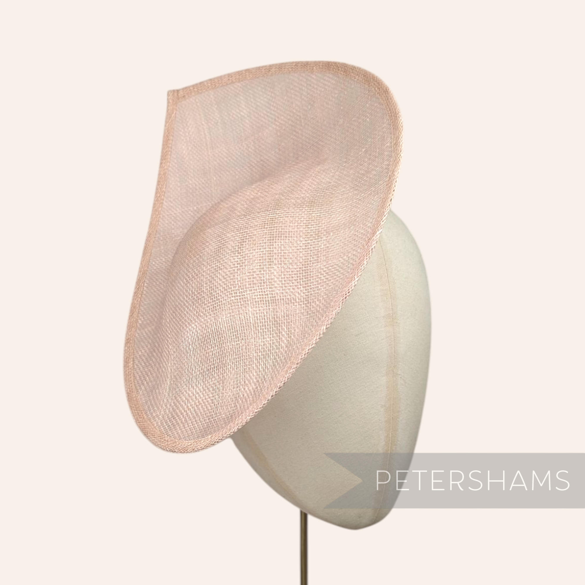 Petershams Millinery Supplies Diana light beige sinamay fascinator hat base with a pointed scallop edge