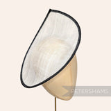 Petershams Millinery Supplies Diana white sinamay fascinator hat base with black trim