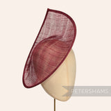 Petershams Millinery Supplies Diana pointed scallop sinamay fascinator hat base in deep burgundy