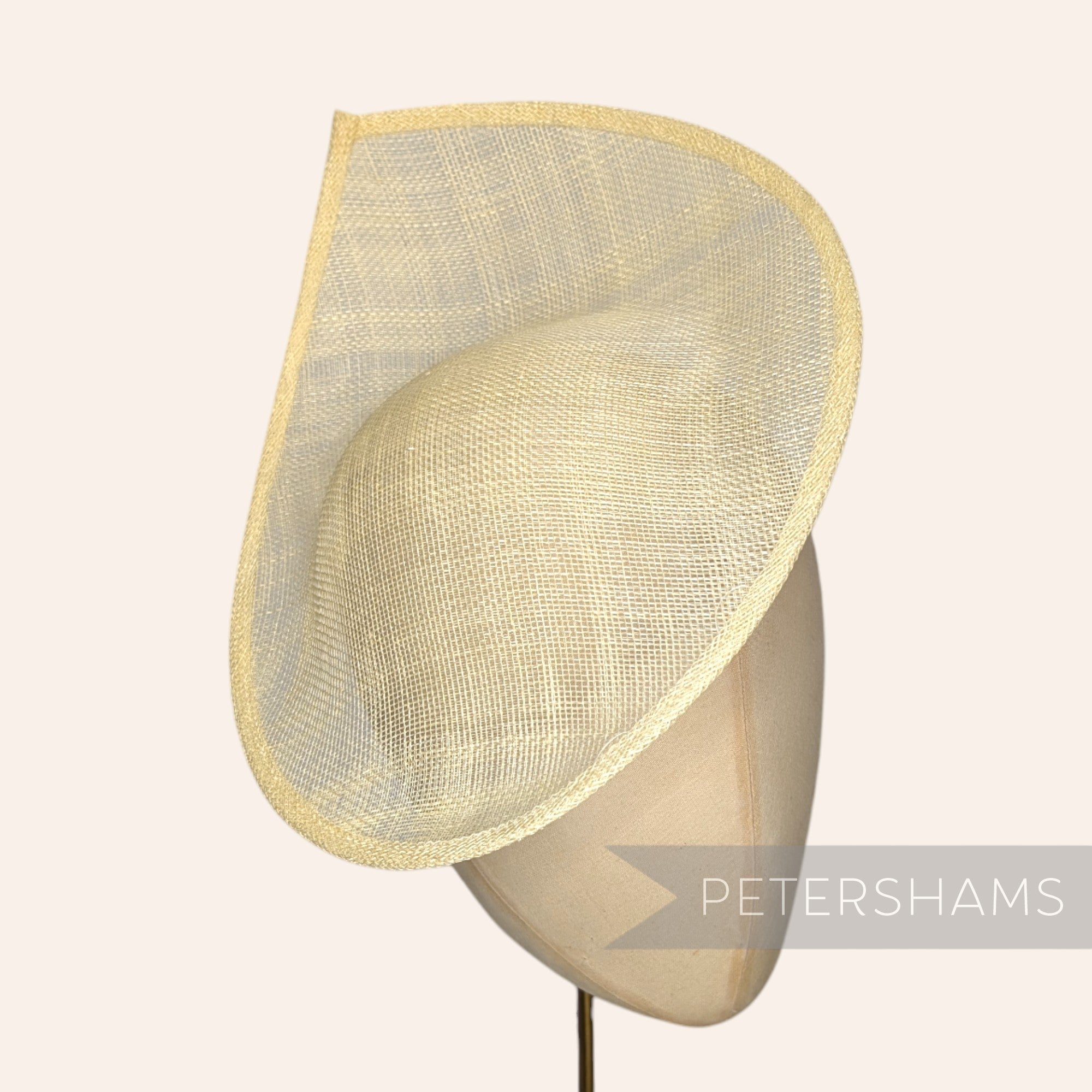 Petershams Millinery Supplies Diana pointed scallop sinamay fascinator hat base in butter yellow straw
