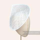 Petershams Millinery Supplies Diana white sinamay fascinator hat base with a pointed scallop edge