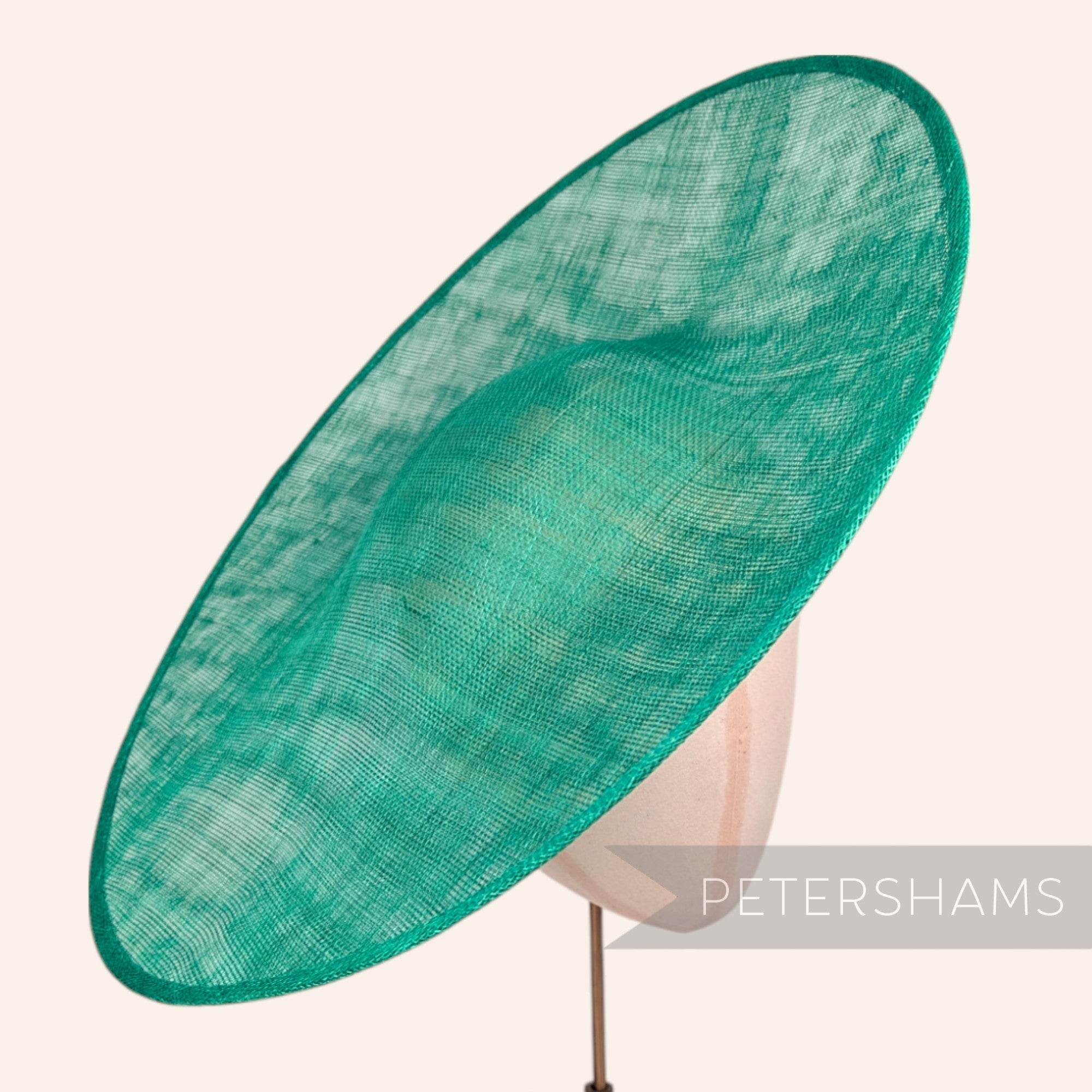 Petershams Millinery Supplies Catherine XL emerald green sloped sinamay fascinator hat base
