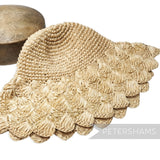 Petershams Millinery Supplies faux straw capeline hat body with a decorative scalloped edge in a natural raffia look