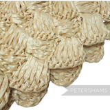 Petershams Millinery Supplies faux straw capeline hat body with a decorative scalloped edge in a natural beige tone.