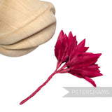 Petershams Millinery Supplies Kay large fuchsia goose feather pom flower mount with wired stems for hat making.