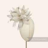 Petershams Millinery Supplies Kay large light beige goose feather pom flower hat mount with wired stamens