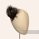Petershams Millinery Supplies black marabou and coque feather hat mount with a faceted bead accent