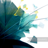 Petershams Millinery Supplies teal and yellow stripped diamond coque and goose feather wired millinery hat mount