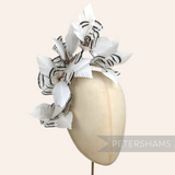 Petershams Millinery Supplies extra large white Lady Amherst and goose feather flower hat mount
