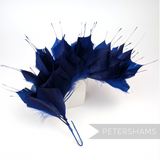 Petershams Millinery Supplies large spiky royal blue  goose feather wired millinery mount for hat making