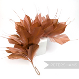 Petershams Millinery Supplies large blush spiky goose feather millinery mount on a flexible wired stem.