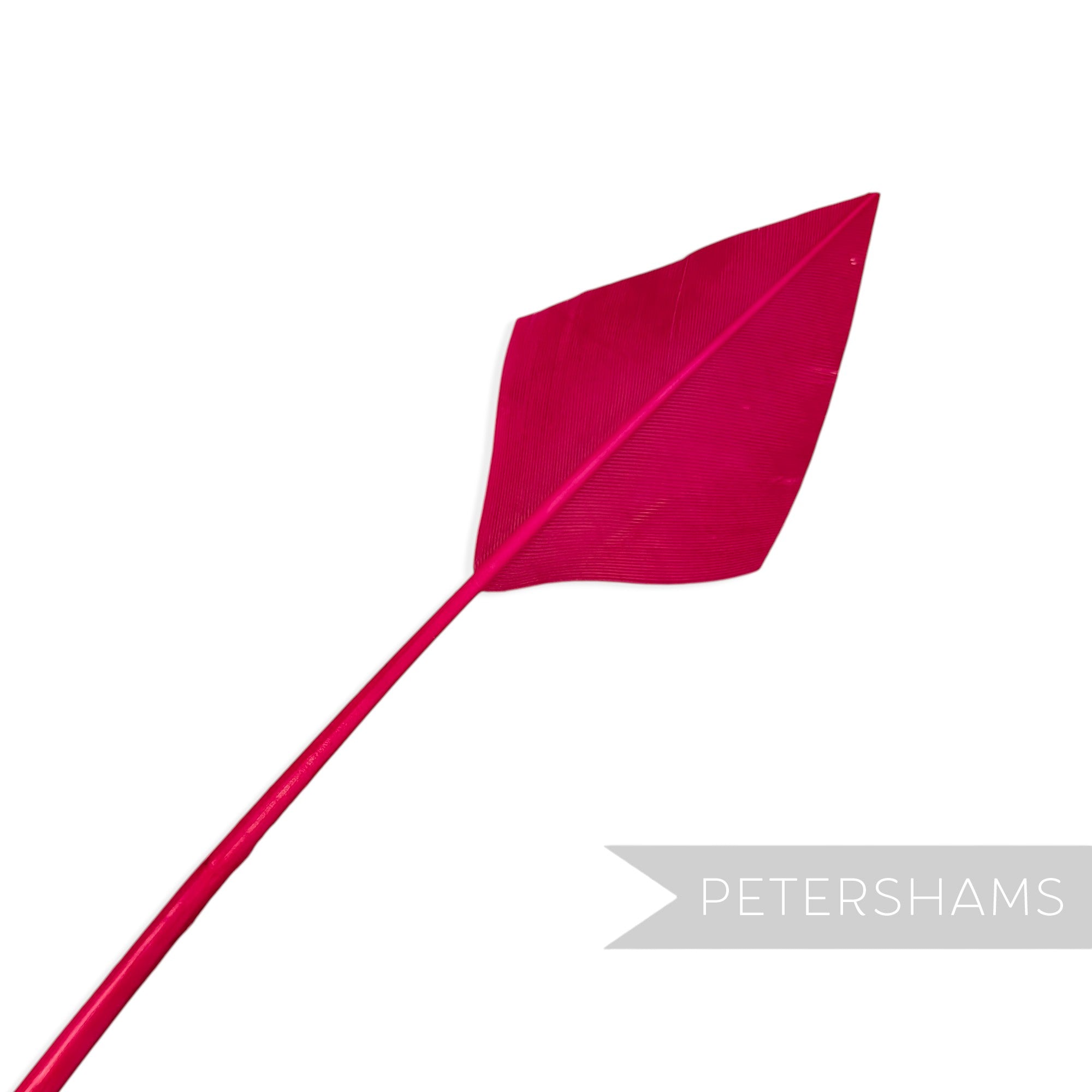 Petershams Millinery Supplies vibrant fuchsia arrowhead turkey quill feather for hat and fascinator decoration