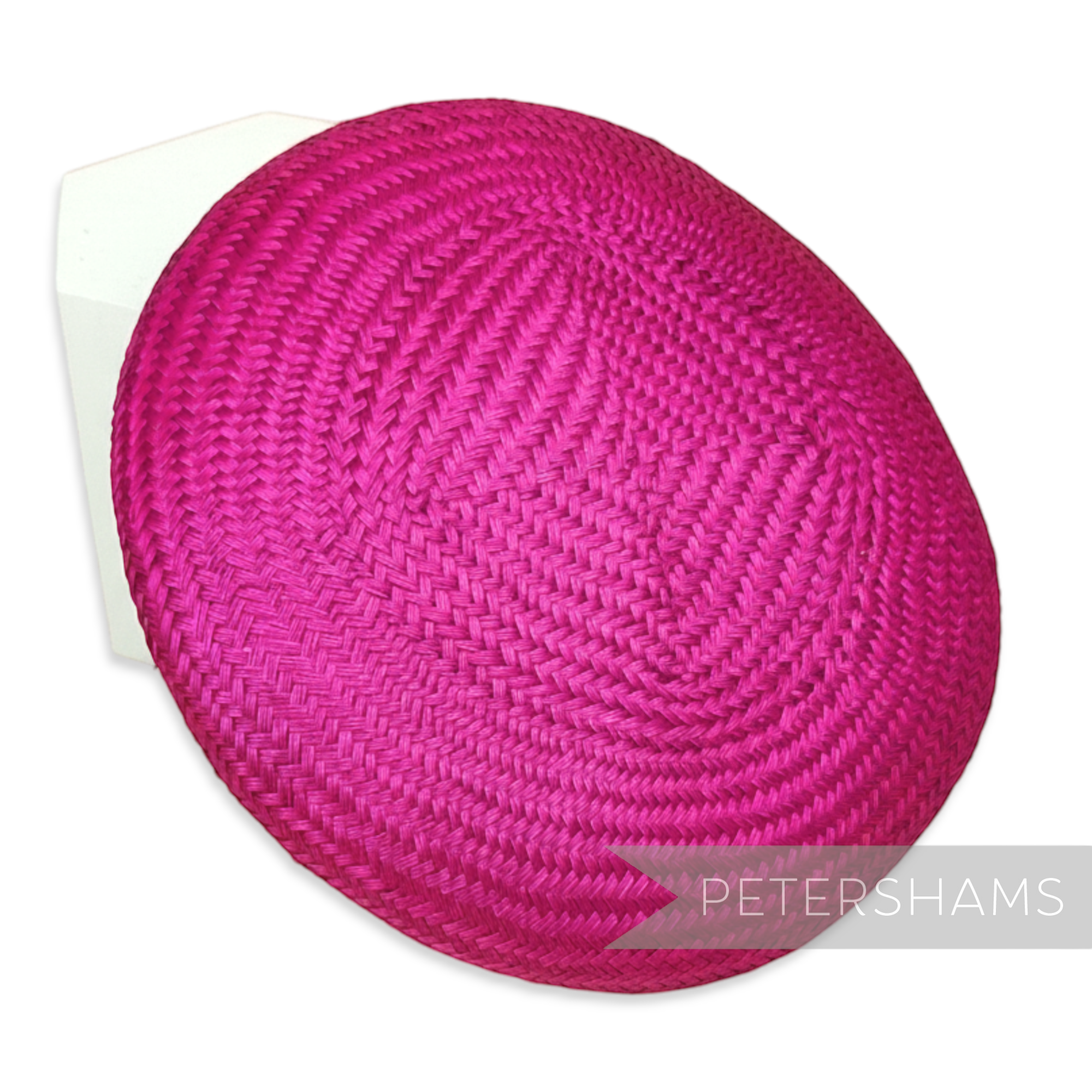 Petershams Millinery Supplies hot pink 17cm round buntal straw button fascinator hat base with a textured weave.