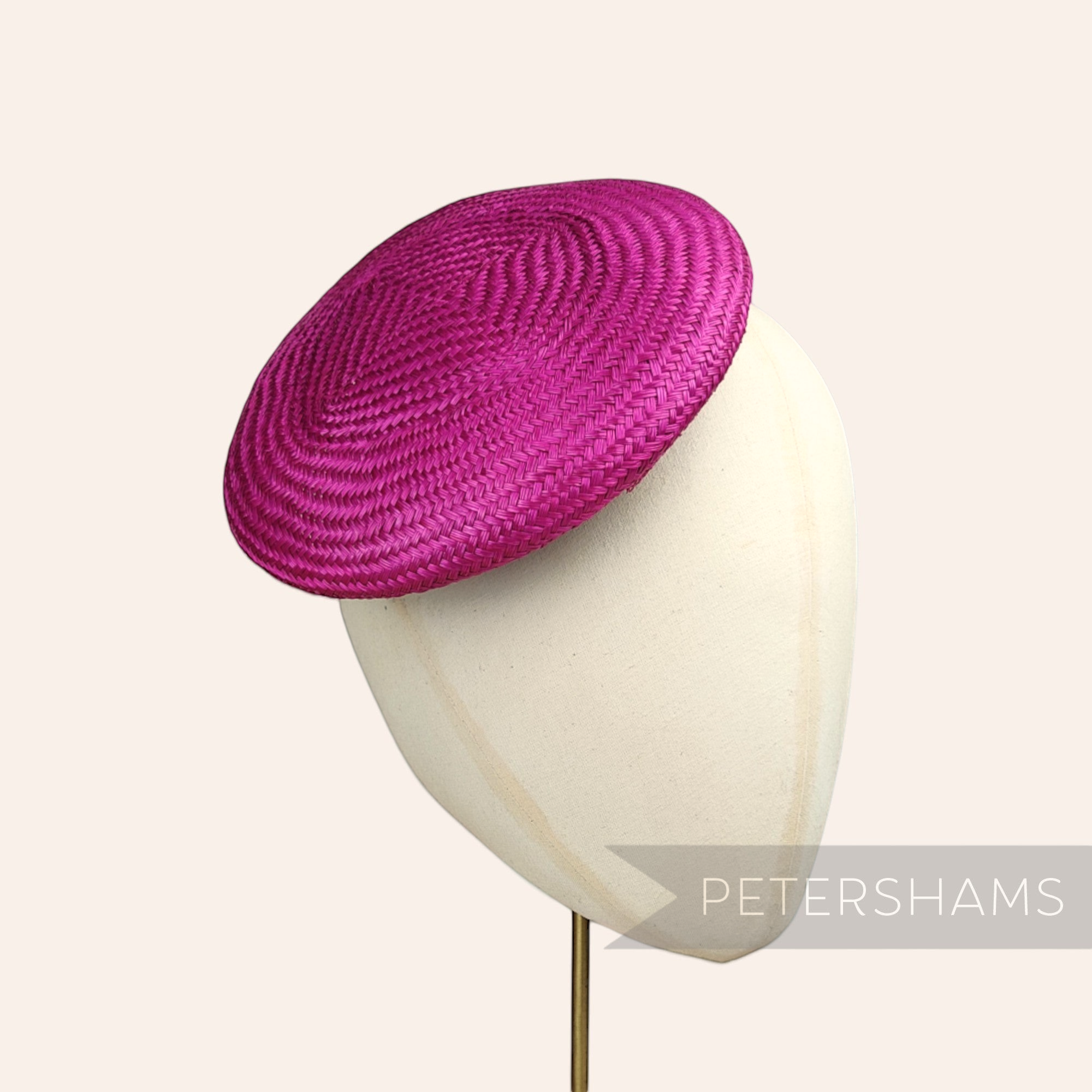 Petershams Millinery Supplies fuchsia pink 17cm round buntal straw button fascinator hat base