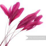 Petershams Millinery Supplies pack of 10 vibrant fuchsia pink long loose stripped coque feathers for millinery crafts