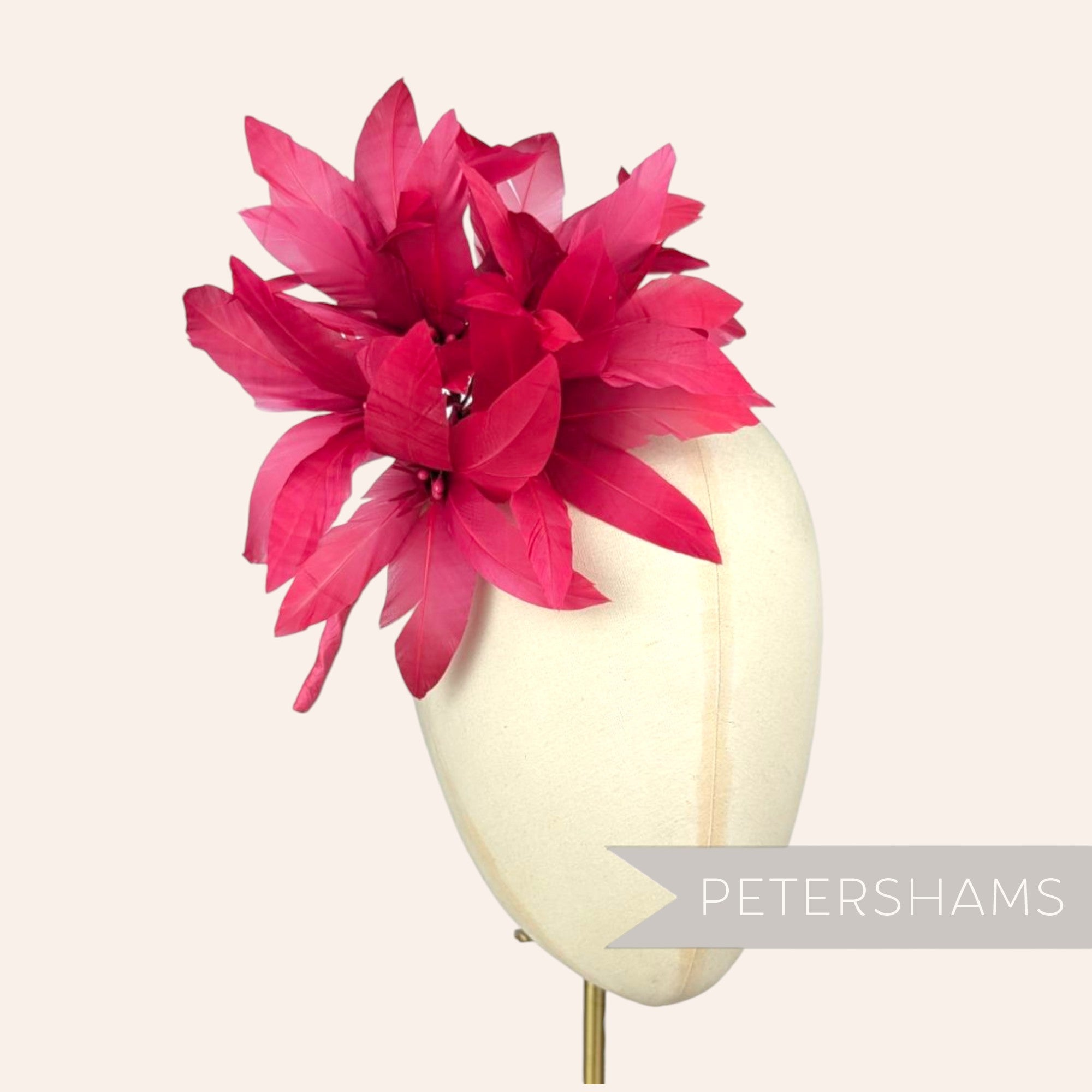 Petershams Millinery Supplies Kay large fuchsia goose feather pom flower hat mount