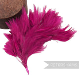 Petershams Millinery Supplies fuchsia pink stripped hackle feather mount on a wired stem for hat making
