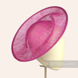 Petershams Millinery Supplies Cindy cerise sinamay fascinator hat base with orbital pleat