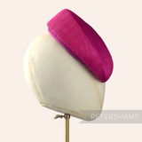 Petershams Millinery Supplies Betty sloped sinamay pillbox fascinator hat base on a millinery head form.