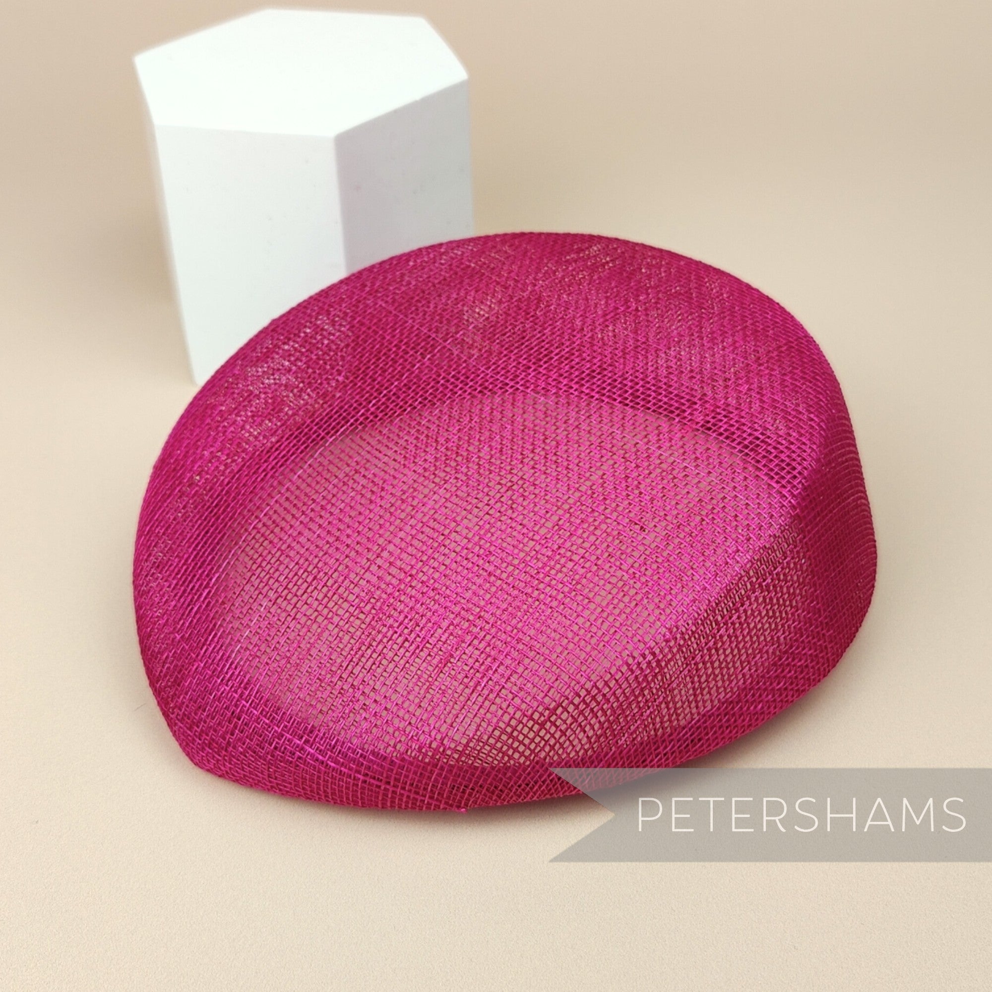 Petershams Millinery Supplies Betty sloped fuchsia sinamay pillbox fascinator hat base for millinery projects