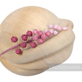 Petershams Millinery Supplies Giselle mini silk rosebud hat mount in graduated pink shades on a flexible wire stem.