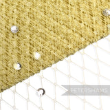 Petershams Millinery Supplies gold diamond-patterned veiling with clear acrylic diamante rhinestones for millinery